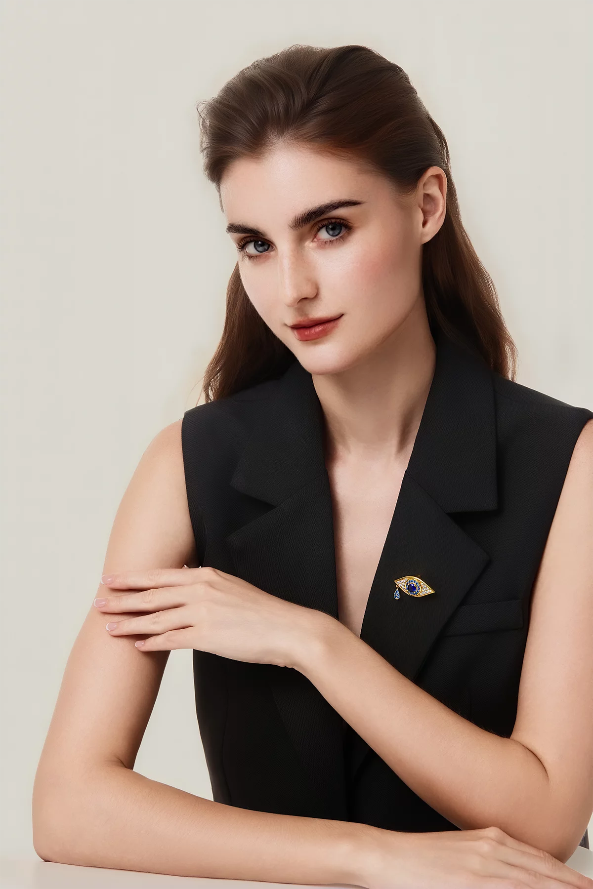 Womens Gold Evil Eye 18K Gold Plated Brooch Pins | CicyBell