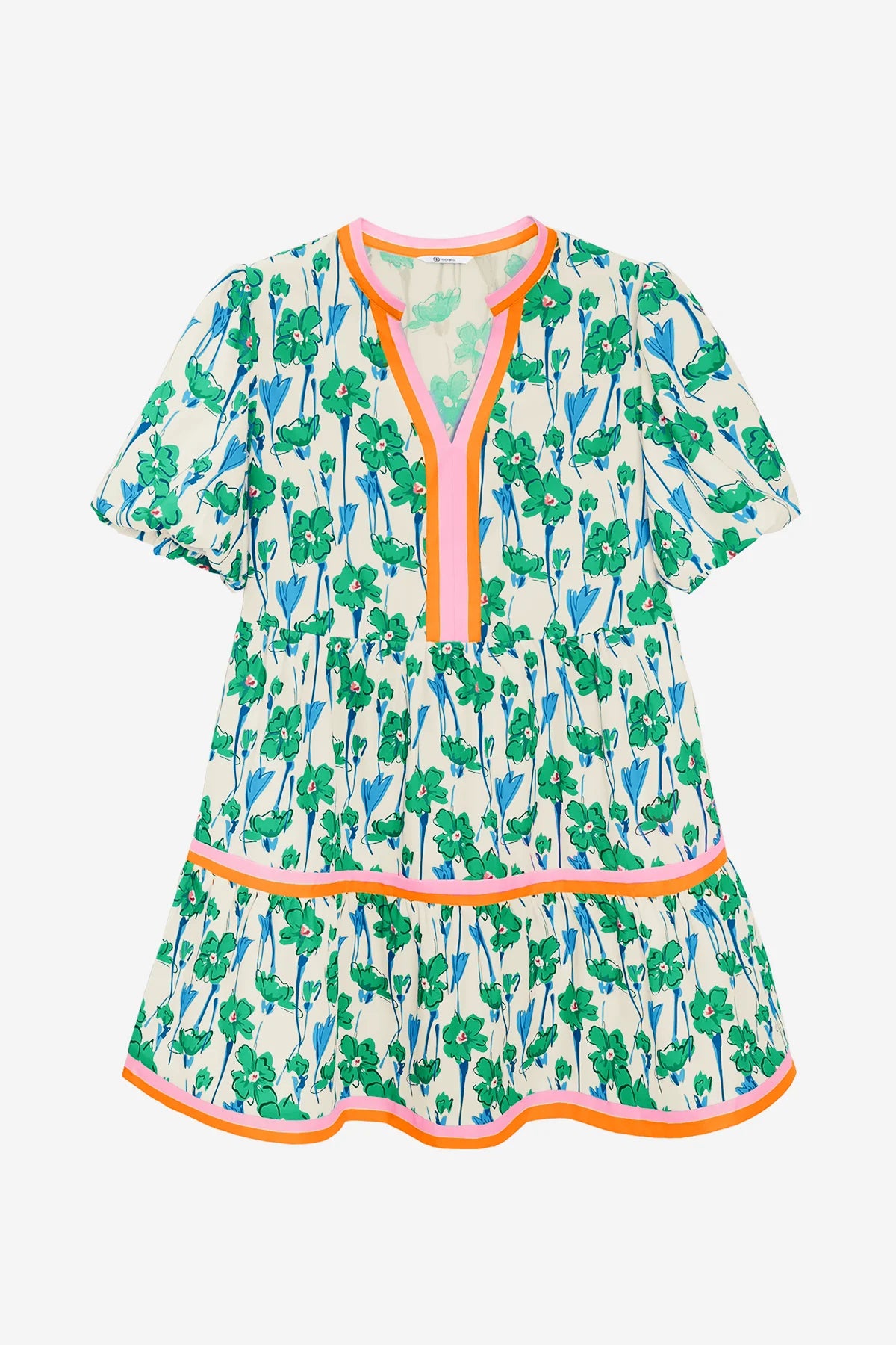 Womens Green V Neck Floral Mini Dress | CicyBell