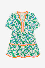 Womens Green V Neck Floral Mini Dress | CicyBell