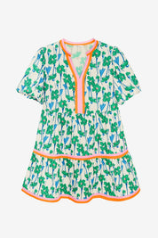 Womens Green V Neck Floral Mini Dress | CicyBell