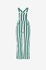 Womens Green Casual Striped Bib Overalls  | CicyBell