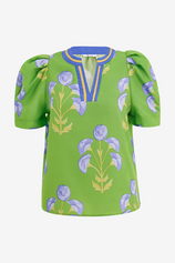 Womens Green Summer Puff Sleeve Blouses  | CicyBell