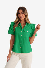 Womens Green Babydoll Button Down Shirts | CicyBell