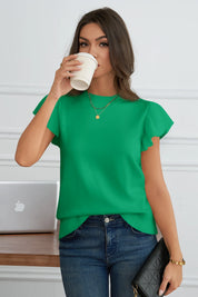 Womens Green Ruffle Sleeve Cropped Sweaters | CicyBell