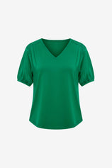 Womens Green Summer Puff Short Sleeve T Shirts | CicyBell