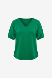 Womens Green Summer Puff Short Sleeve T Shirts | CicyBell