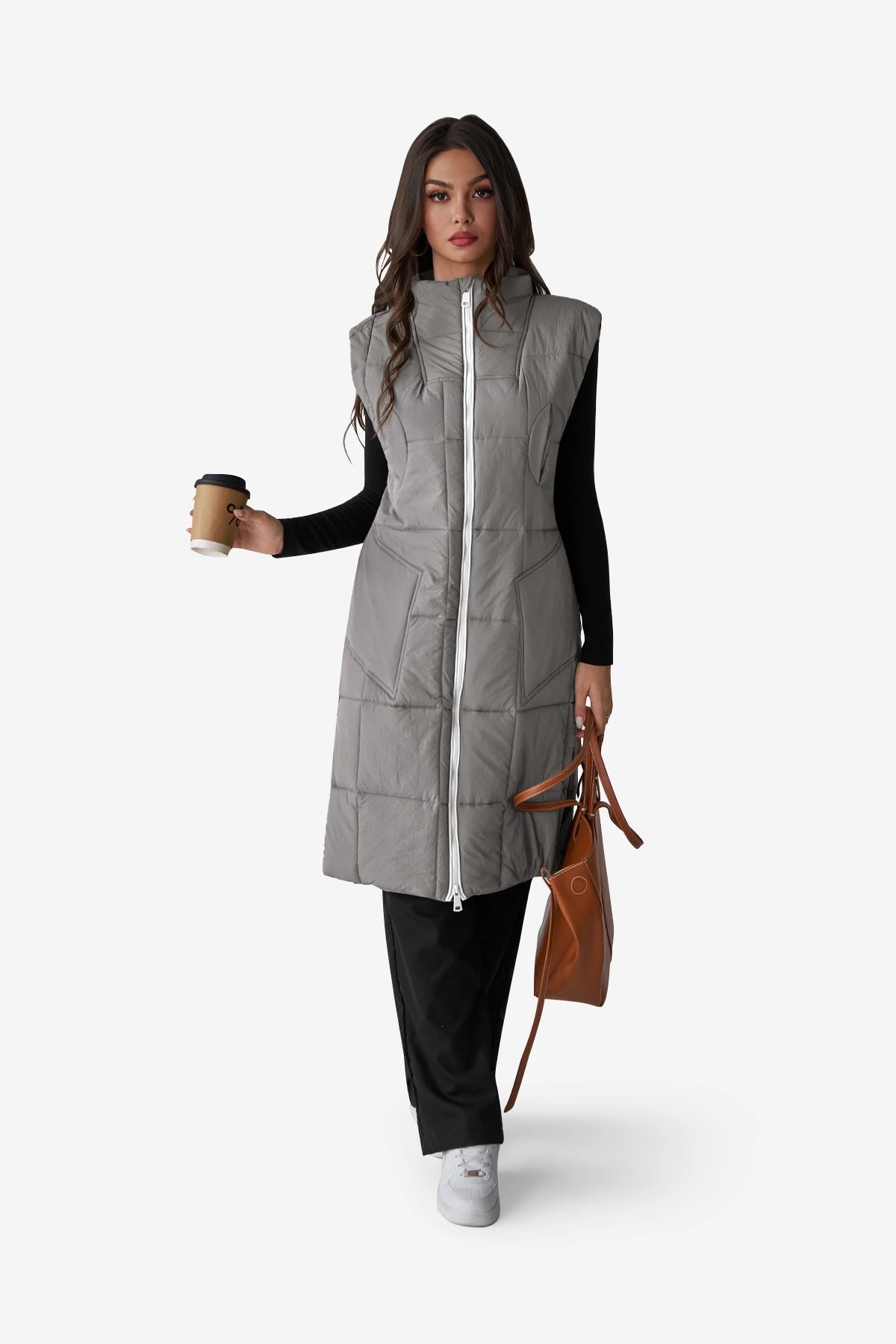 Womens Grey Lightweight Sleeveless Jackets1