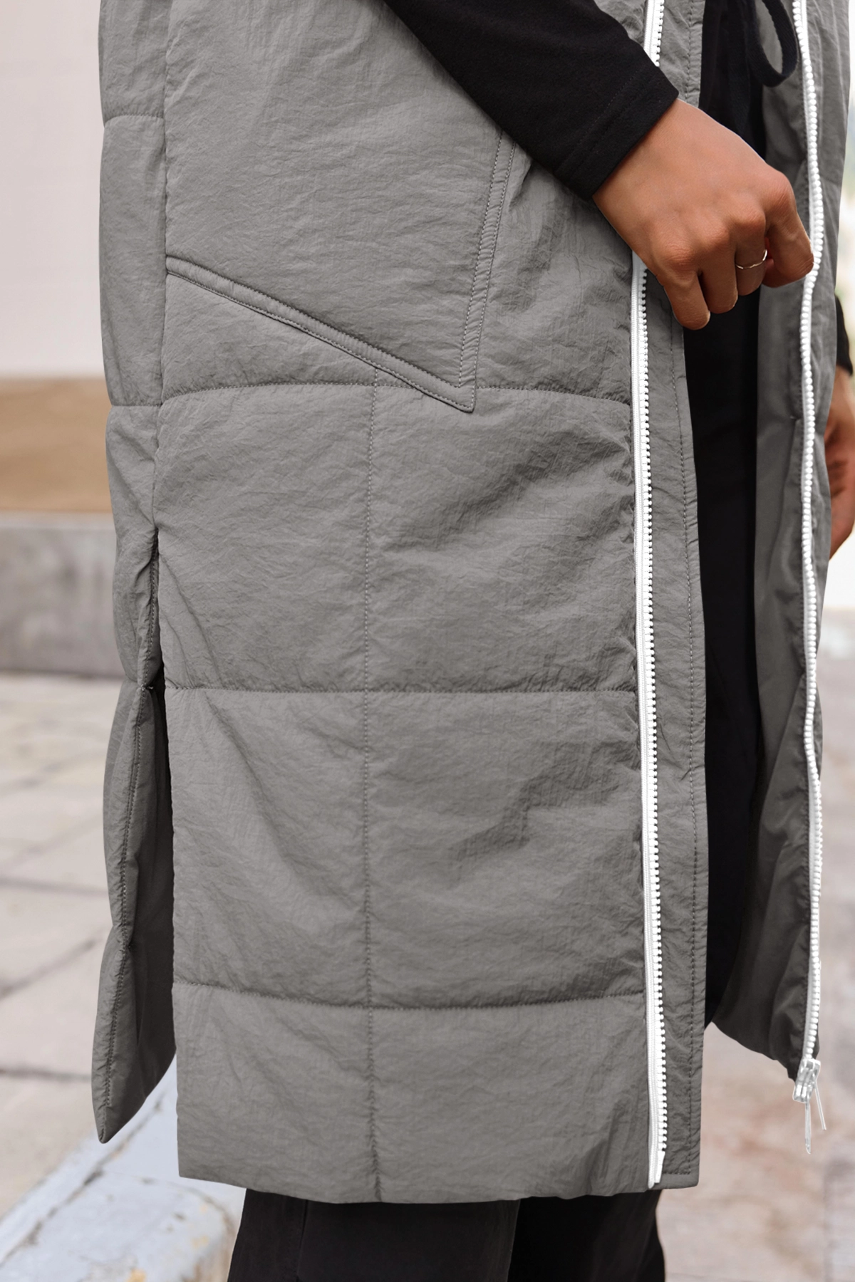 Womens Grey Lightweight Sleeveless Jackets3