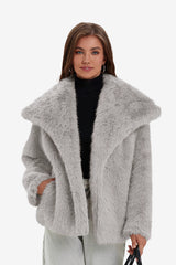 Womens Grey Casual Oversized Lapel Jackets | CicyBell
