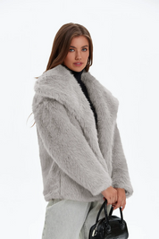 Womens Grey Casual Oversized Lapel Jackets | CicyBell