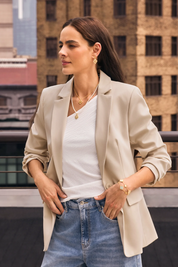 Cicy Bell Womens Khaki Casual Work Blazers