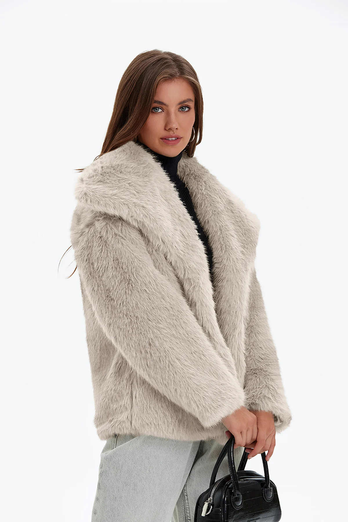 Womens Khaki Casual Oversized Lapel Jackets | CicyBell