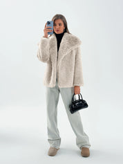 Womens Khaki Casual Oversized Lapel Jackets | CicyBell