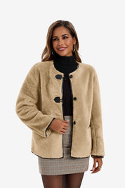 Womens Khaki Faux Fur Jacket | CicyBell
