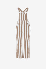 Womens Khaki Casual Striped Bib Overalls  | CicyBell