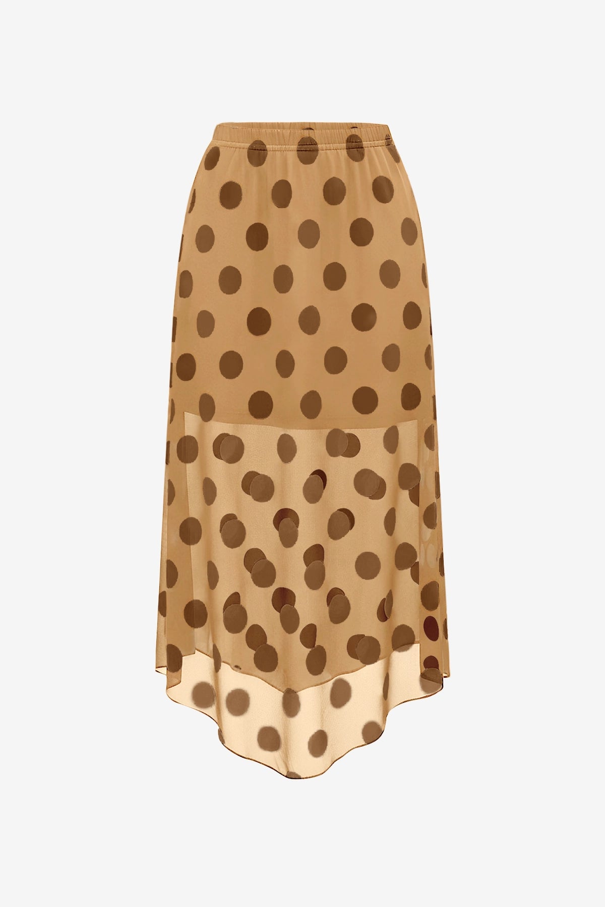 Womens Khaki Summer Polka Dots Midi Skirt | CicyBell