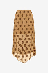 Womens Khaki Summer Polka Dots Midi Skirt | CicyBell