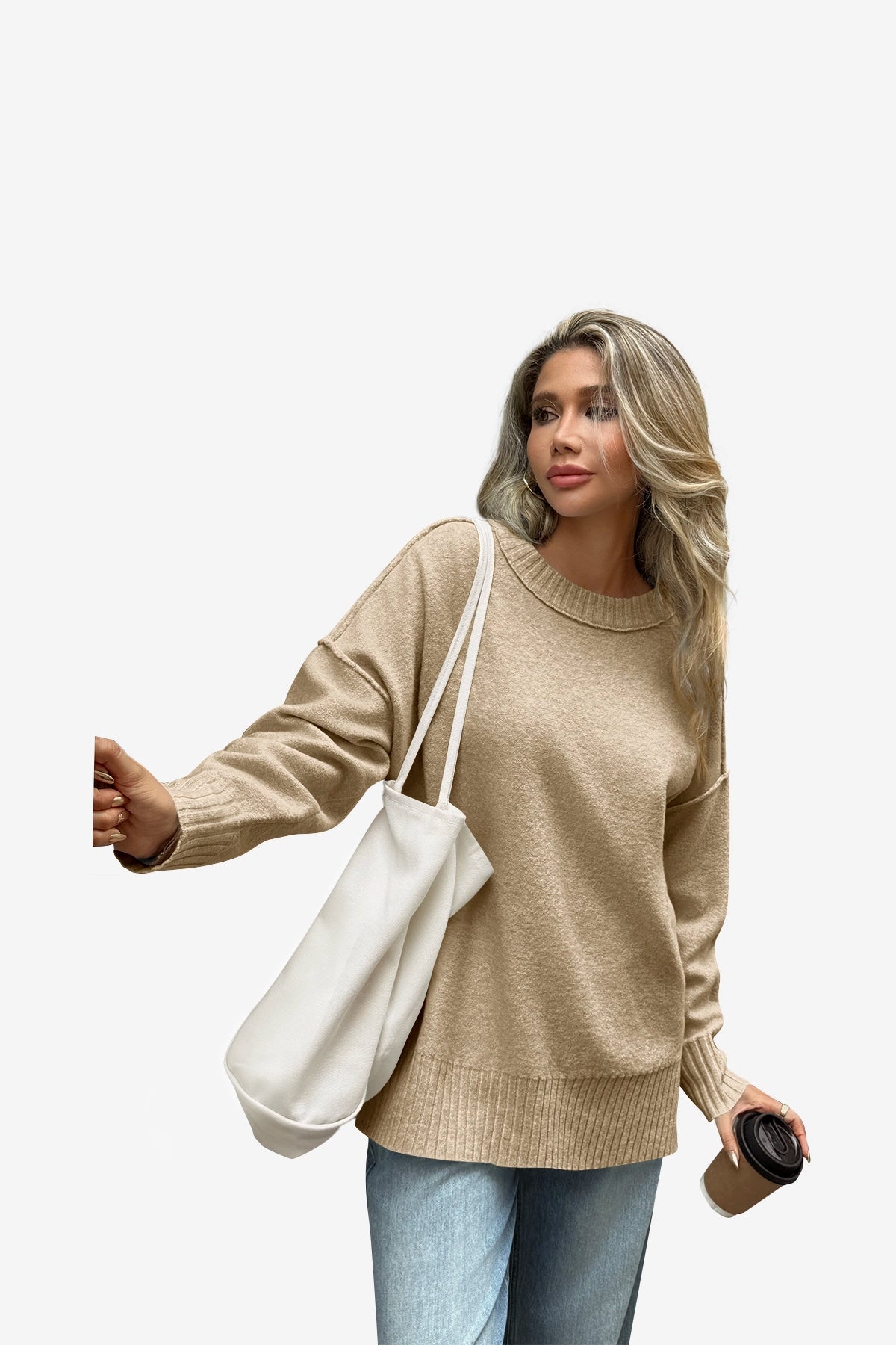Womens Khaki Casual Long Sleeve Sweaters | CicyBell