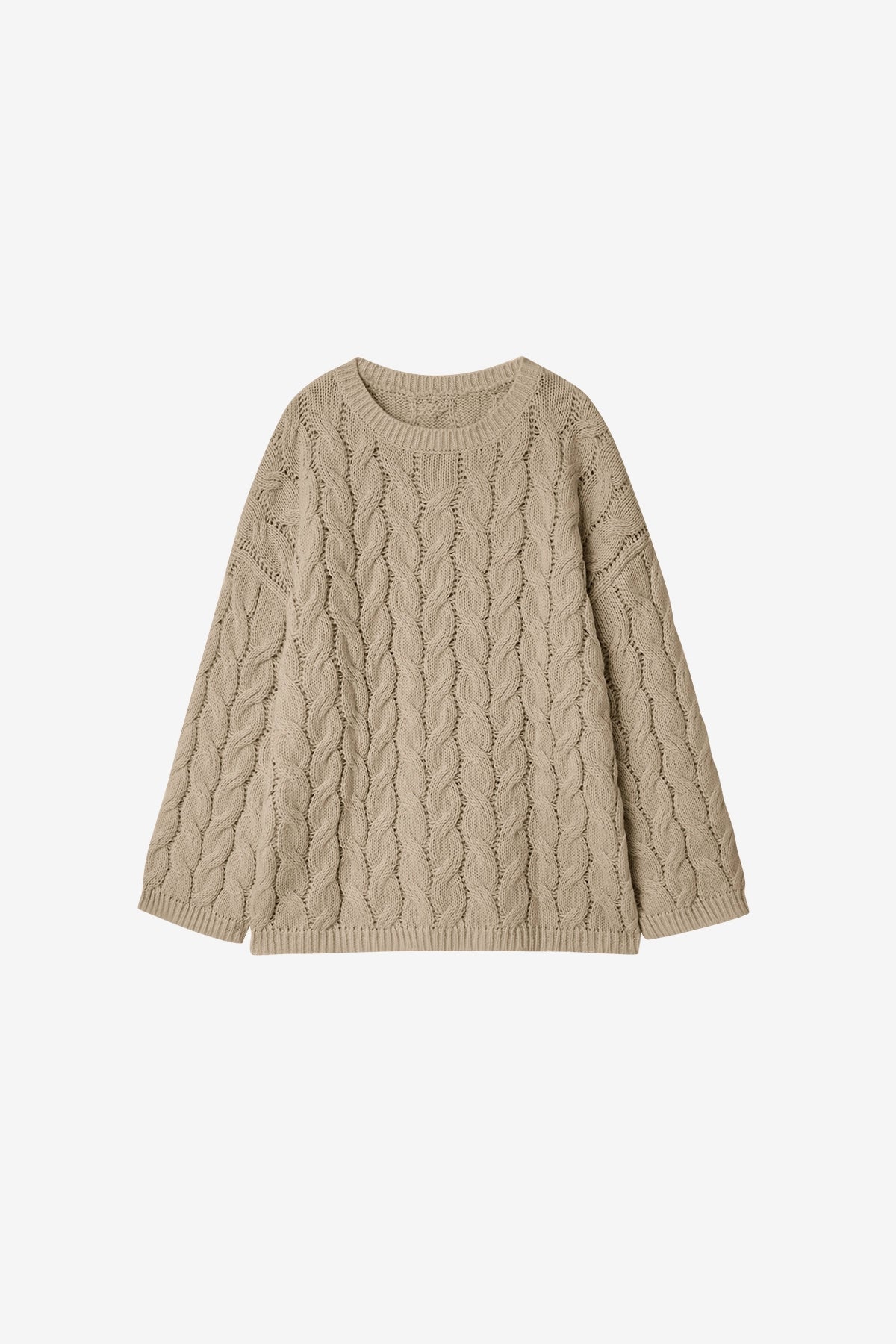 Womens Khaki Oversized Cable Knit Sweaters | CicyBell