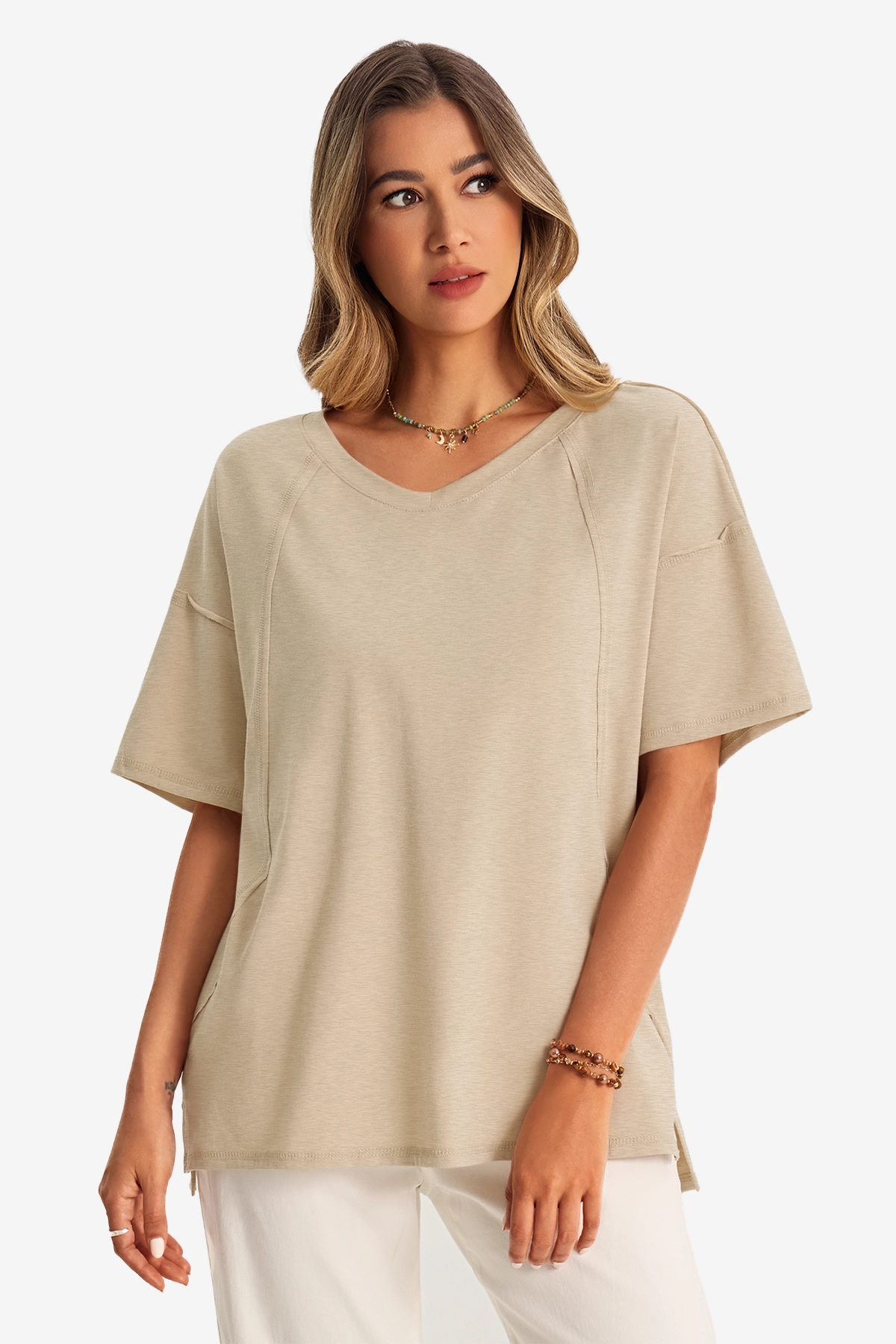 Womens Khaki Oversized T Shirts | CicyBell
