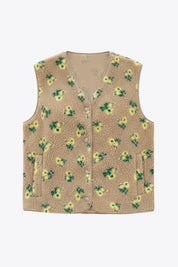 Womens Khaki Fuzzy Fleece Vest | CicyBell