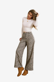 Women's Leopard Floral Baggy Wide Leg Jeans | CicyBell