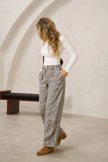 Women's Leopard Floral Baggy Wide Leg Jeans | CicyBell