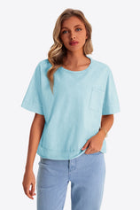 Womens Light Blue Cropped Oversized Tshirt | CicyBell