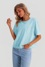 Womens Light Blue Cropped Oversized Tshirt | CicyBell