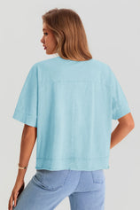Womens Light Blue Cropped Oversized Tshirt | CicyBell