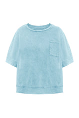 Womens Light Blue Cropped Oversized Tshirt | CicyBell