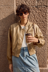 Cicy Bell Womens Light Khaki Bomber Jackets