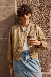 Cicy Bell Womens Light Khaki Bomber Jackets