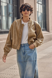 Cicy Bell Womens Light Khaki Bomber Jackets