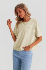 Womens Light Khaki Cropped Oversized Tshirt | CicyBell