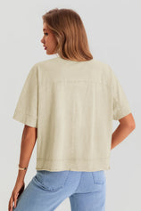 Womens Light Khaki Cropped Oversized Tshirt | CicyBell