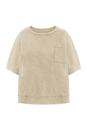 Womens Light Khaki Cropped Oversized Tshirt | CicyBell