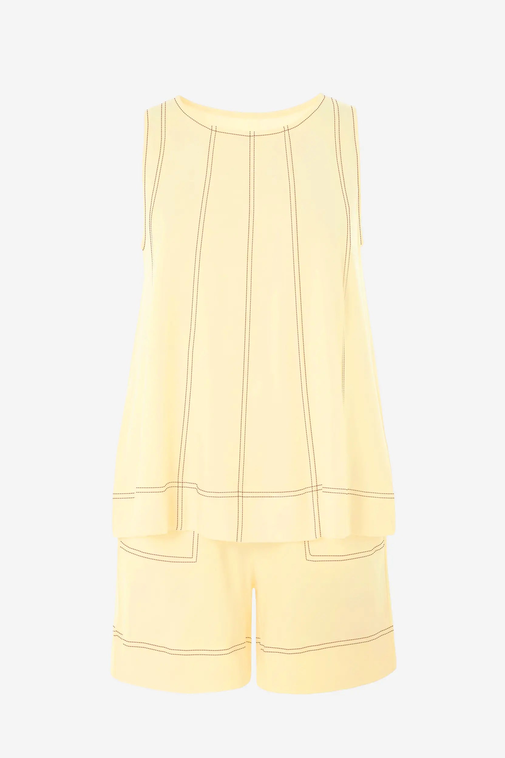 Womens Light Yellow Summer 2 Piece Short Sets | CicyBell