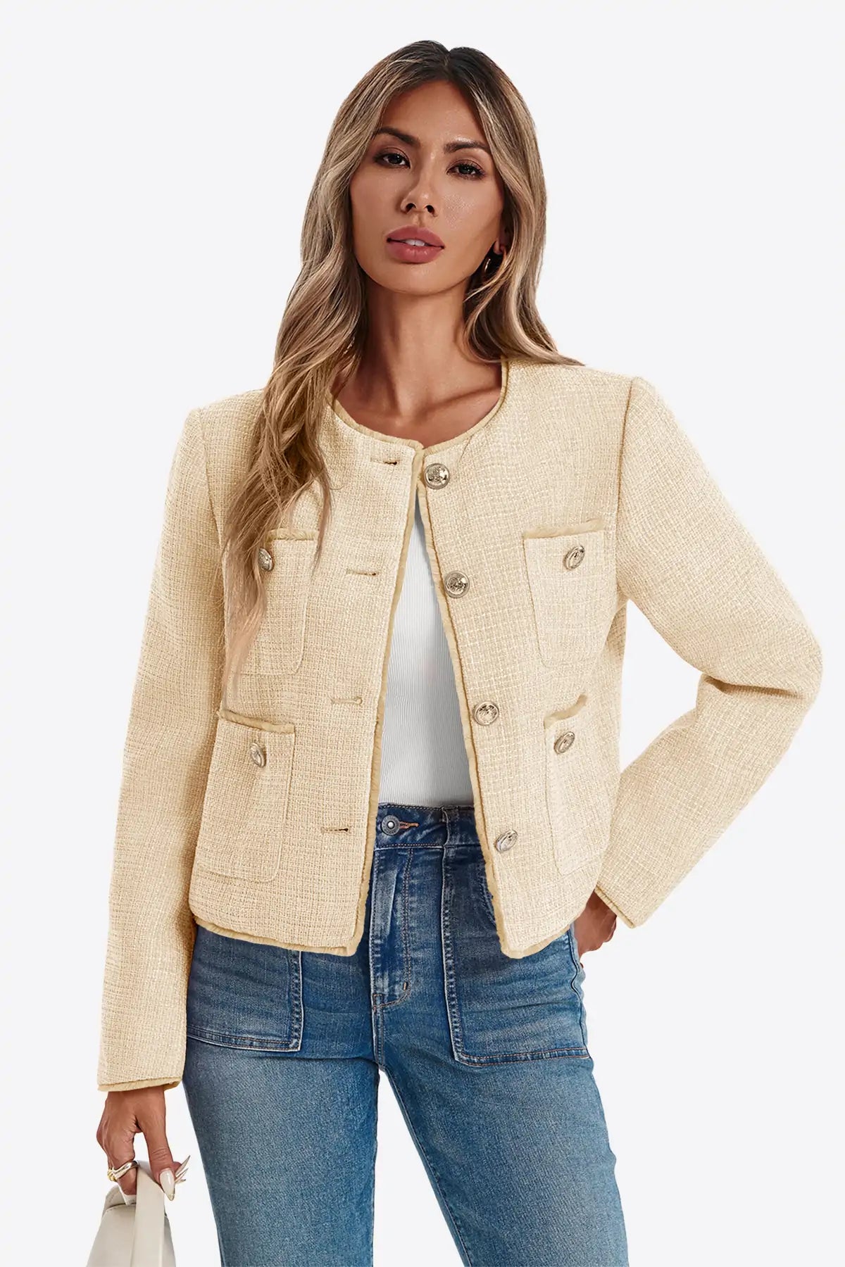 Womens Light Khaki Cropped Jackets | CicyBell