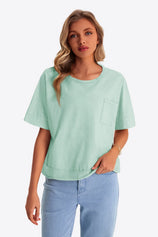 Womens Mint color Cropped Oversized Tshirt | CicyBell