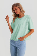 Womens Mint color Cropped Oversized Tshirt | CicyBell