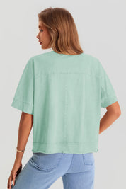 Womens Mint color Cropped Oversized Tshirt | CicyBell