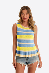 Womens Mustard Striped Sweater Vest | CicyBell