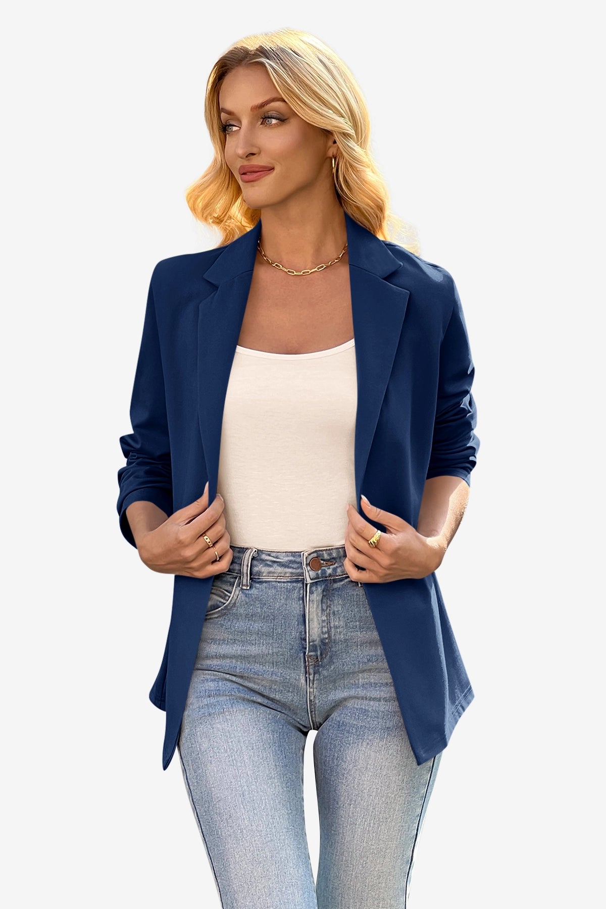 Cicy Bell Womens Navy Knit Blazer