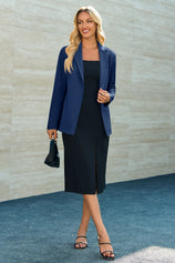 Cicy Bell Womens Navy Knit Blazer