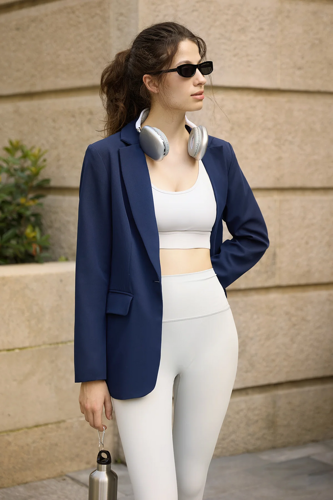 Cicy Bell Womens Navy Casual Work Blazers