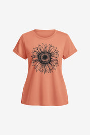 Women's  Orange T Shirts Short Sleeve | CicyBell