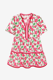 Womens Pink V Neck Floral Mini Dress | CicyBell