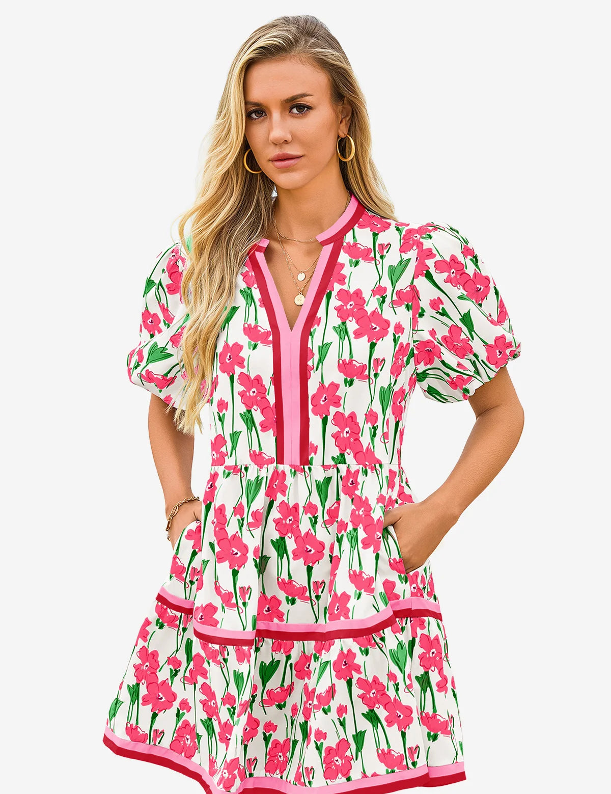 Cicy Bell Women's V-Neck Floral Mini Dress1