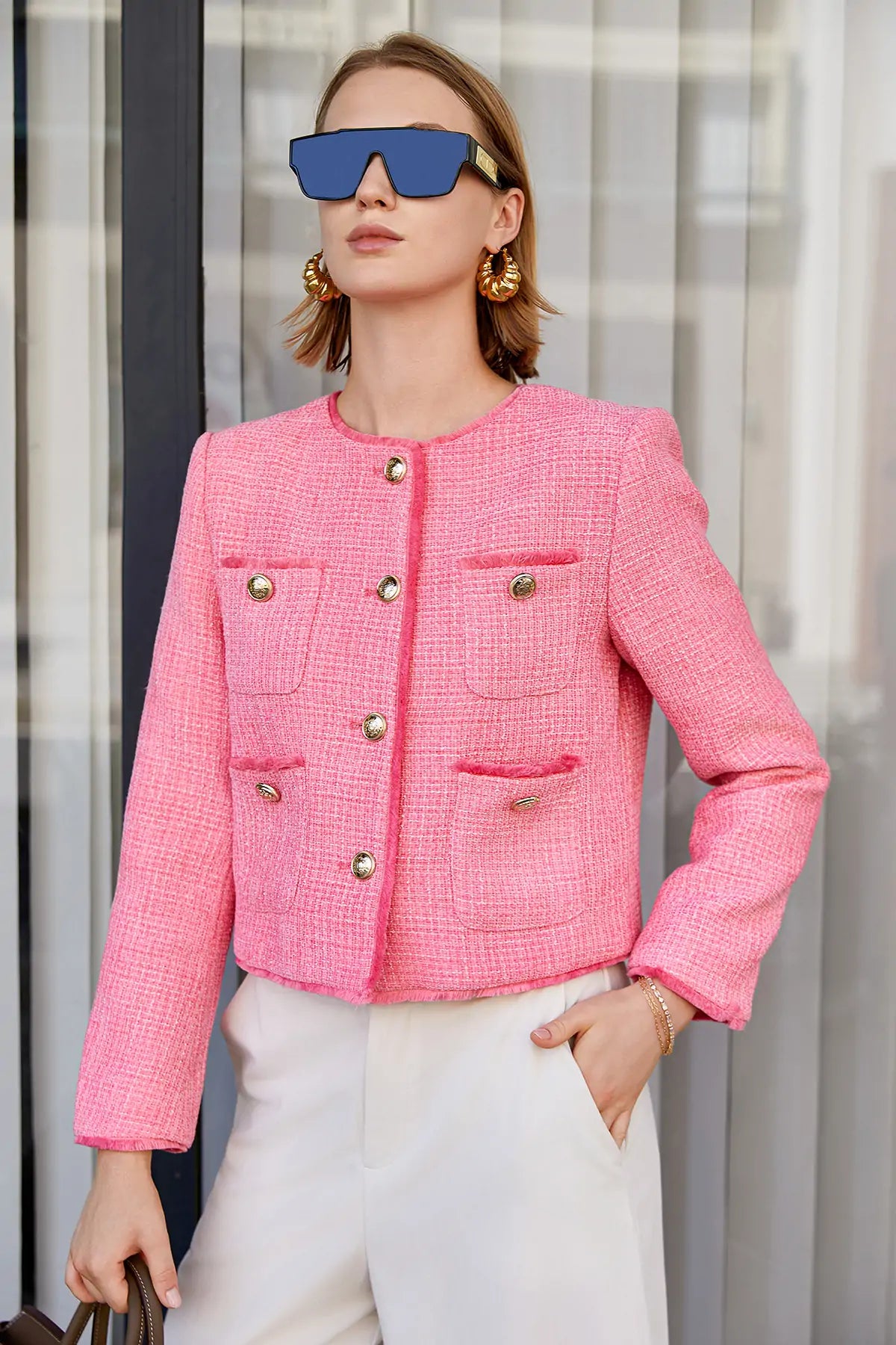 Womens Pink Cropped Jackets | CicyBell